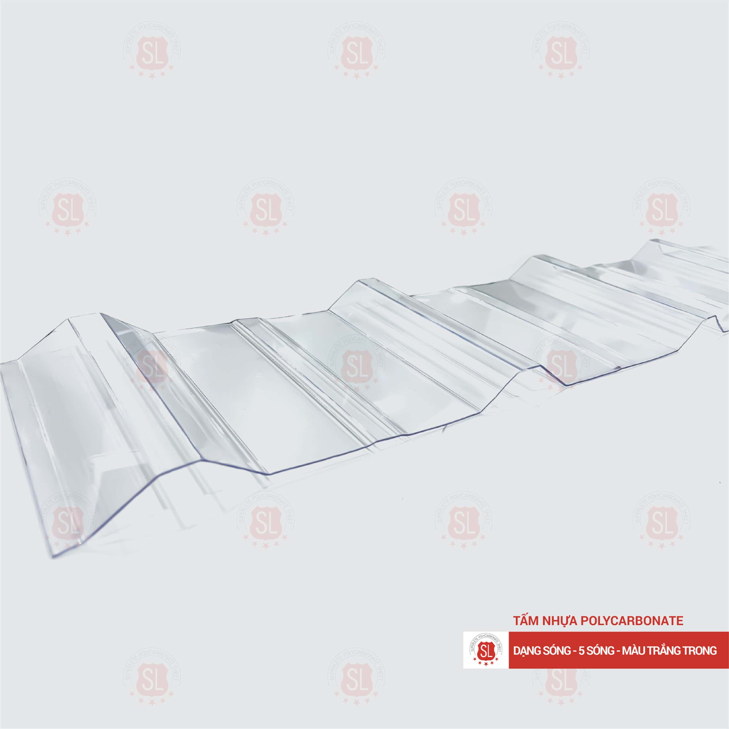 Tấm nhựa 5 sóng lấy sáng màu trắng trong