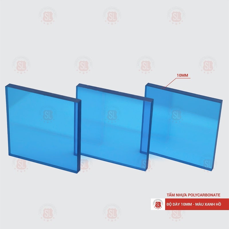 Tấm Polycarbonate đặc ruột 10mm xanh hồ