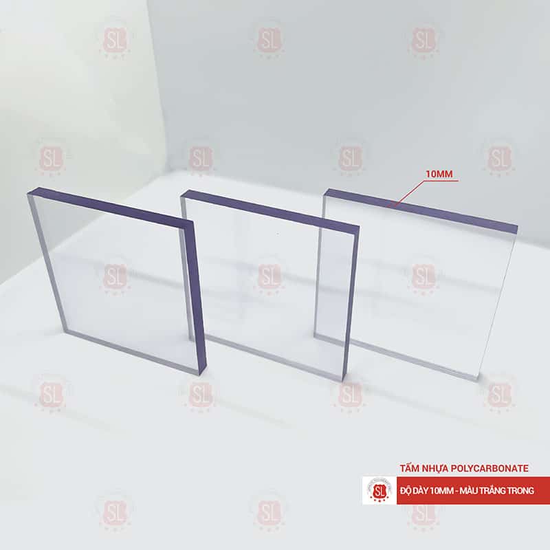 Tấm Polycarbonate đặc ruột 10mm trắng trong