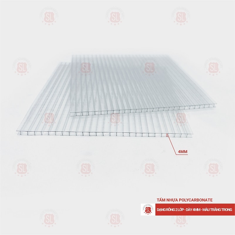 Tấm Polycarbonate Rỗng Ruột 4mm trắng trong
