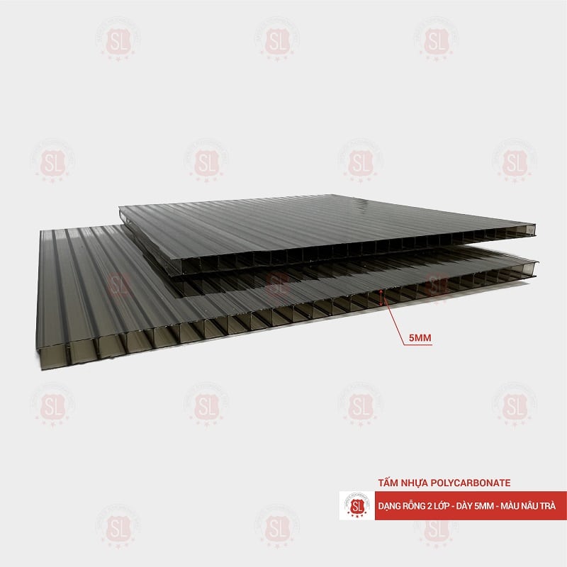 Tấm Polycarbonate rỗng ruột 5mm nâu trà