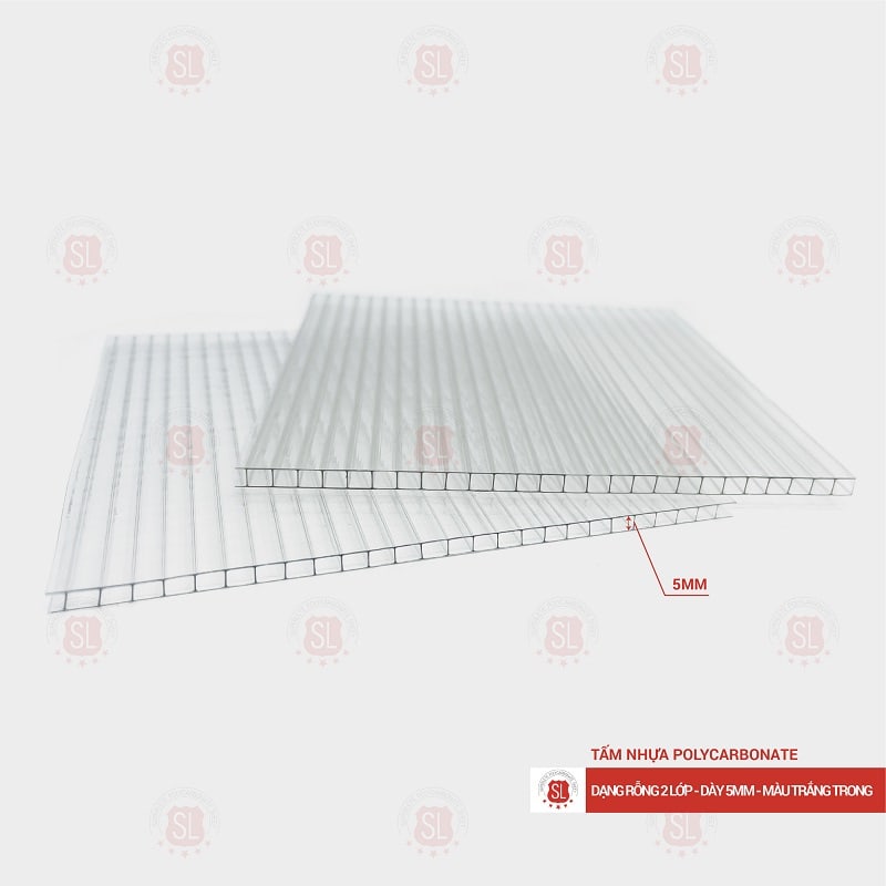 Tấm Polycarbonate rỗng ruột 5mm trắng