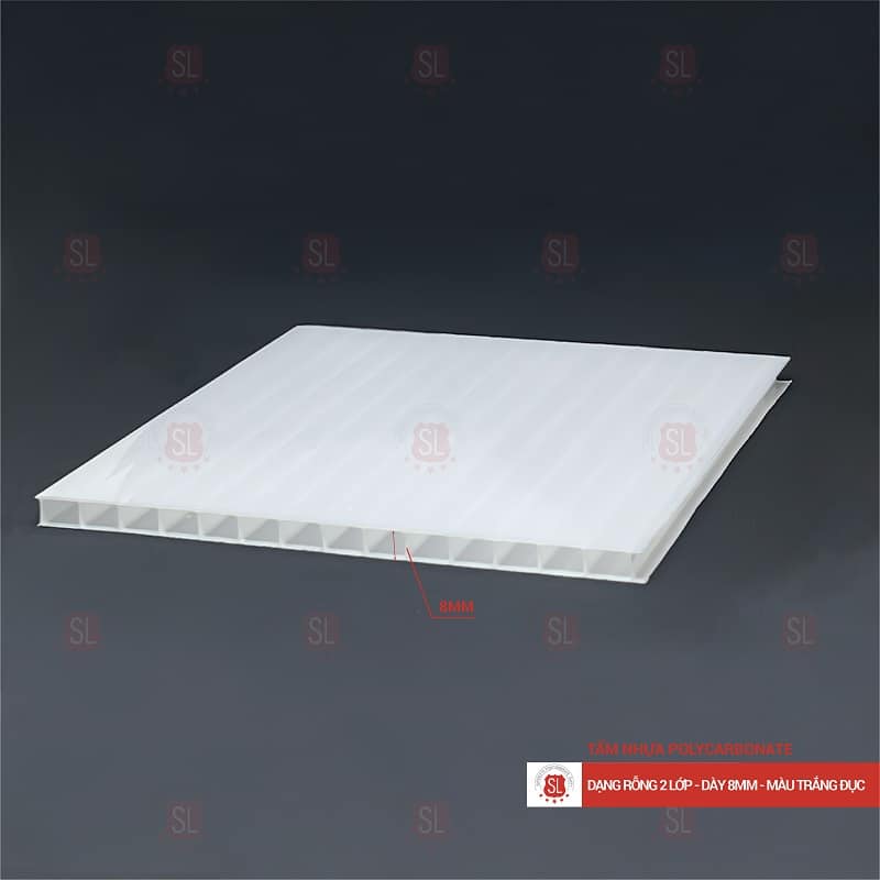 Tấm Polycarbonate rỗng ruột 8mm trắng đục